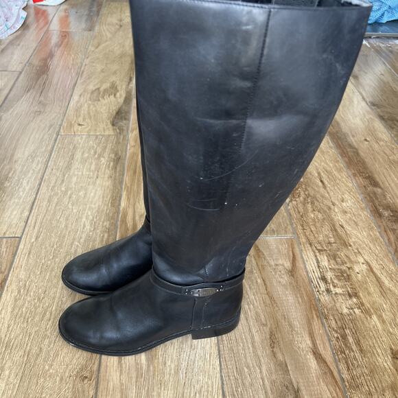 Michael Kors Tall Black Leather Riding Boots Womens Size 5 Zip Designer *Read - Picture 4 of 12